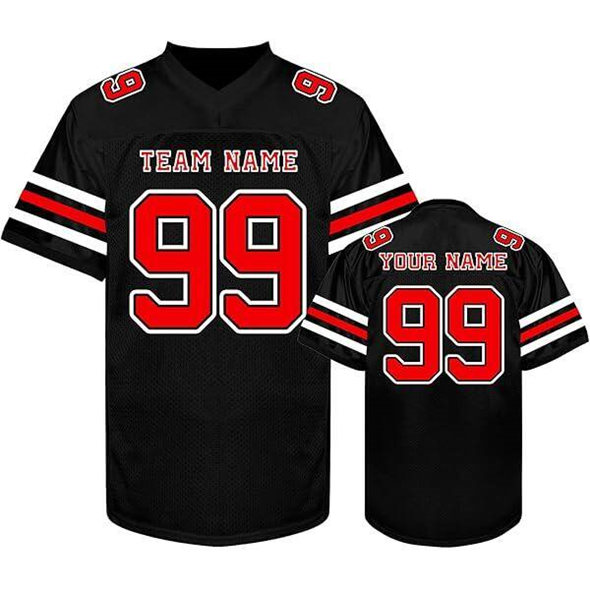 Men's ACTIVE PLAYER Custom Black Stitched Football Jersey
